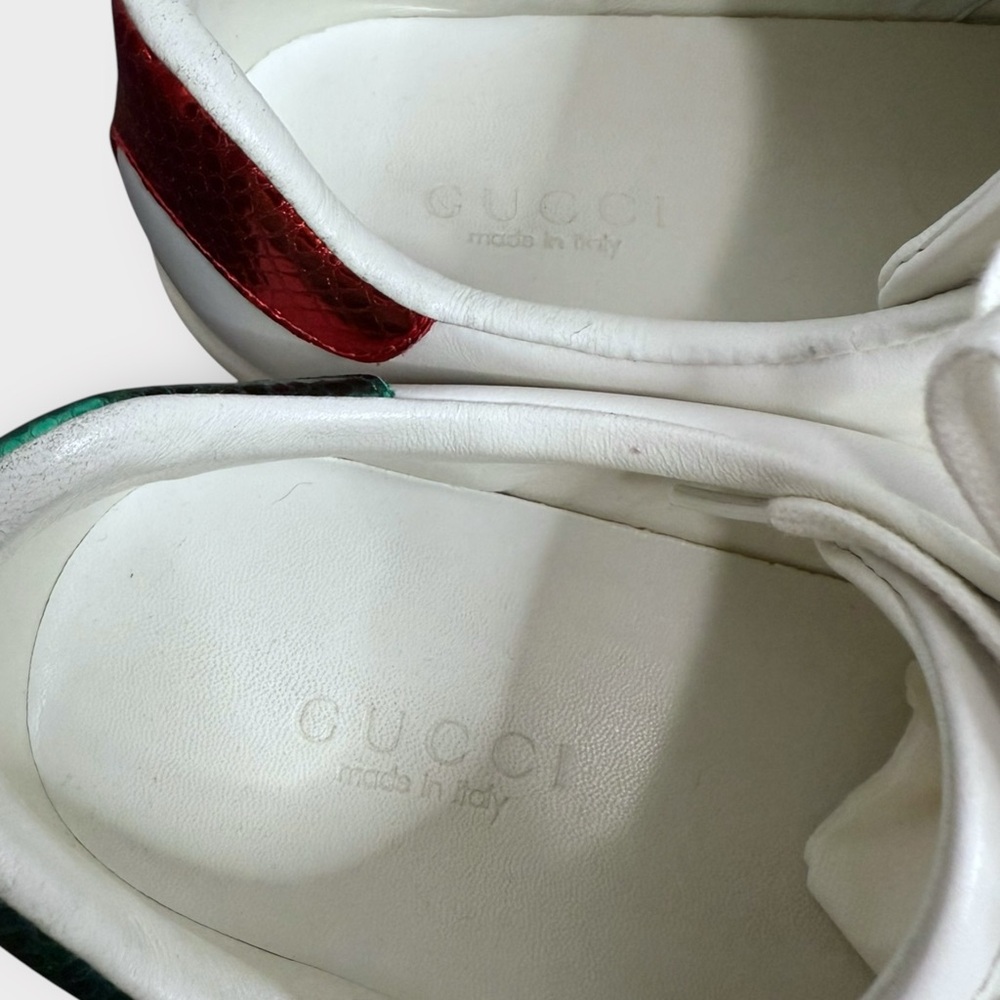 Gucci Leather Ace White Embroidered Sequin Arrow Trainer Sneakers - Picture 12 of 15